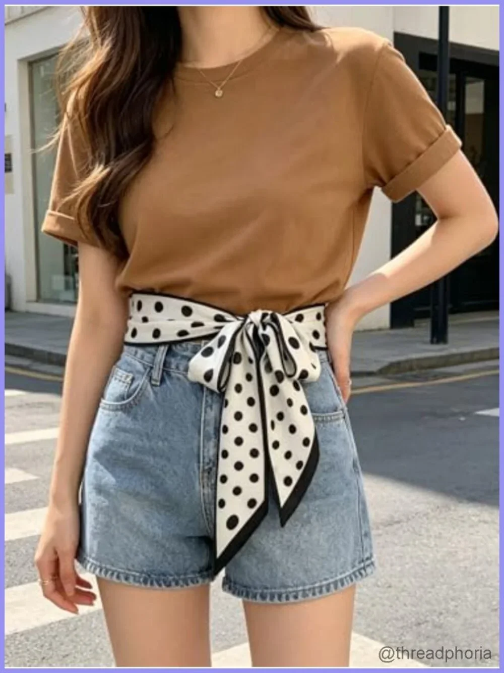 Women's Polka Dot Skinny Scarf Long Versatile Bandana Bag Accessory